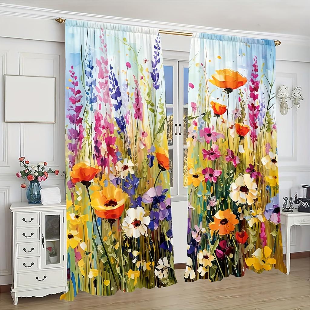 

2 шт. универсальные всесезонные красочные цветочные цветы романтические цветочные цифровые печатные шторы карнизные шторы для гостиной декор (50Wx50H)x2(CM)&Grommet Top