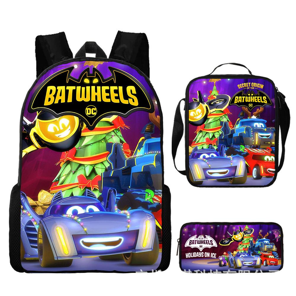 Batwheels School Backpack Set for Kids, 3-Piece Cartoon Bookbag, Shoulder Bag, Pencil Case