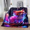 Creative Dreamy Cat Digital-printed Polyester Bedroom Velvet Flannel Cover Blanket Fleece Soft Sofa Cover Blankets for Beds