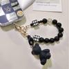 Lock Chain Line with Clip for Women's Crystal Round Bead Bracelet Pendant Mobile Phone Lanyard Wrist Rope Manual Bead Lanyard