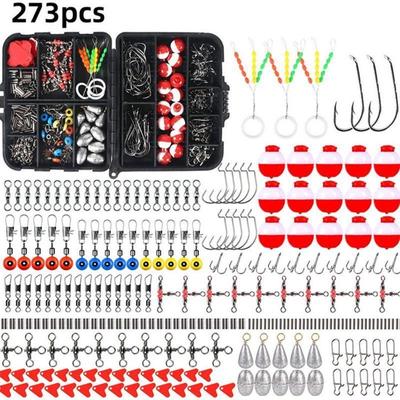 273pcs/Set Jig Hooks Bullet Bass Casting Sinker Weights Fishing Tackle Set Snaps Sinker Slides Fishing Accessories Kit with Box