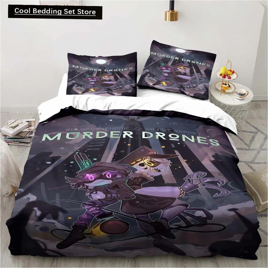 New 3D Print Murder-Drones Cartoon Bedding Set,Duvet Cover Bed Set Quilt Cover Pillowcase,King Queen Twin Size Boys Girls Adults