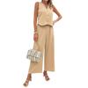 Casual V-neck Vest Long Pants Set Pure Color Casual V-neck Vest Pants Suit