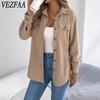 Blusas y camisas de cuello tipo polo de manga larga con estampado de colores sólidos informales de moda para mujer para primavera y otoño