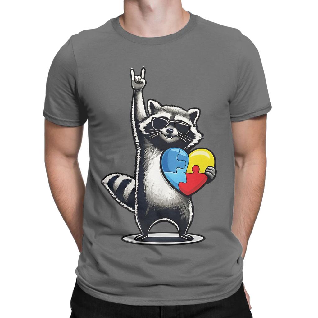 aAutism Racoon Rock On Tism Unisex Unisex Kids Funny Graphic 100 Cotton TShirt aAutism Racoon Tops Tees For Unisex