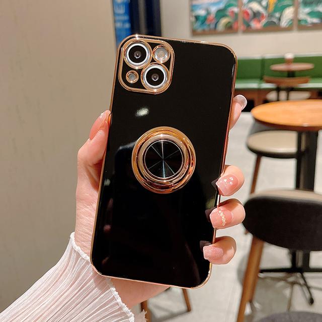 Luxury Plating Finger Ring Holder Case For Iphone 13 14 Pro Max 12 Mini Xs Xr X 8 7 Plus Se Soft Phone Cover For Iphone 11 Case