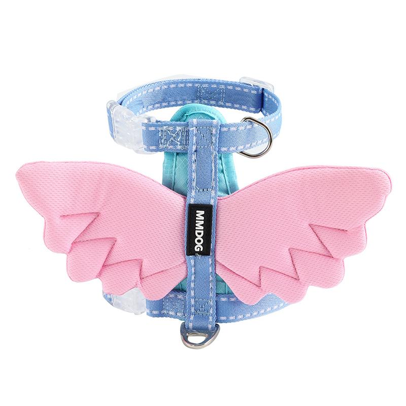 Angel Wings Dog Harness Leash Set Adjustable Breathable Summer Escape-Proof Dog Vest Harness Outdoor Training Puppy Chest Strap