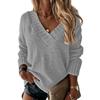 Maglione Casual alla Moda da Donna Autunno e Inverno Colore Unico Maglia a Manica Lunga con Scollo a V Top in Maglia da Donna Commercio Estero