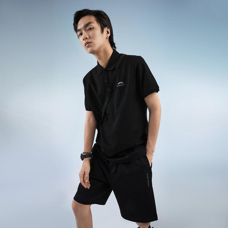 HLA Black Whale Men's Solid Short Sleeve Polo Shirt