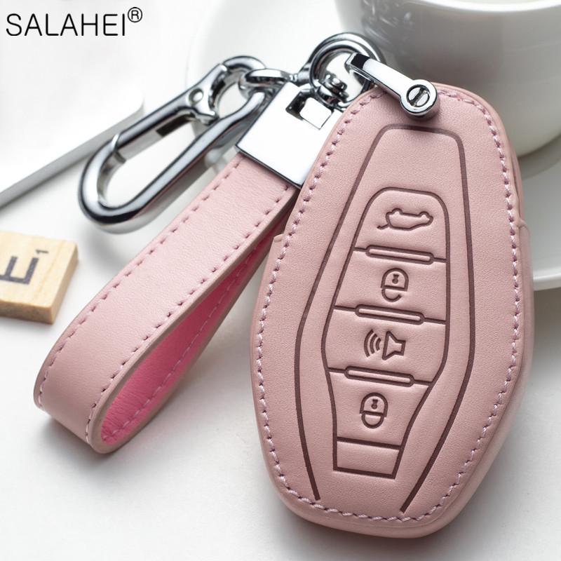 Leather Car Key Case Cover Holder Shell Fob For Chery Jetour X70 X90 X95 Plus   Protector Keyless Keychain Accessories