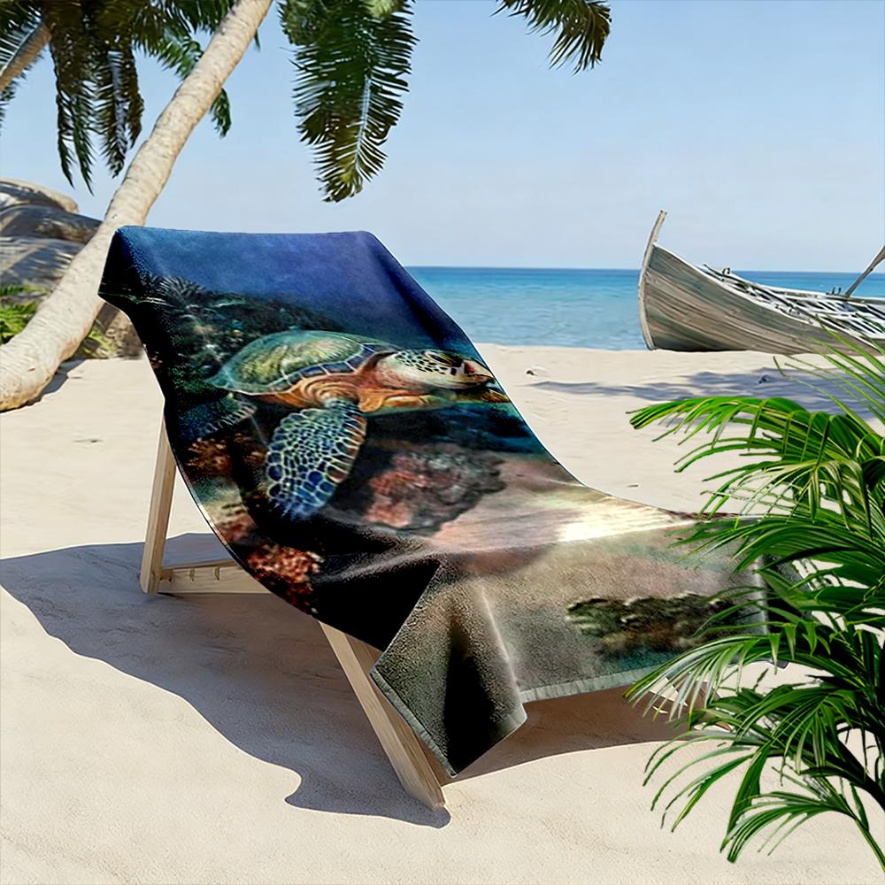 Sea Turtle Underwater Ocean Scene Beach towel quick-drying for travel outdoor sports jogging beach and swimming