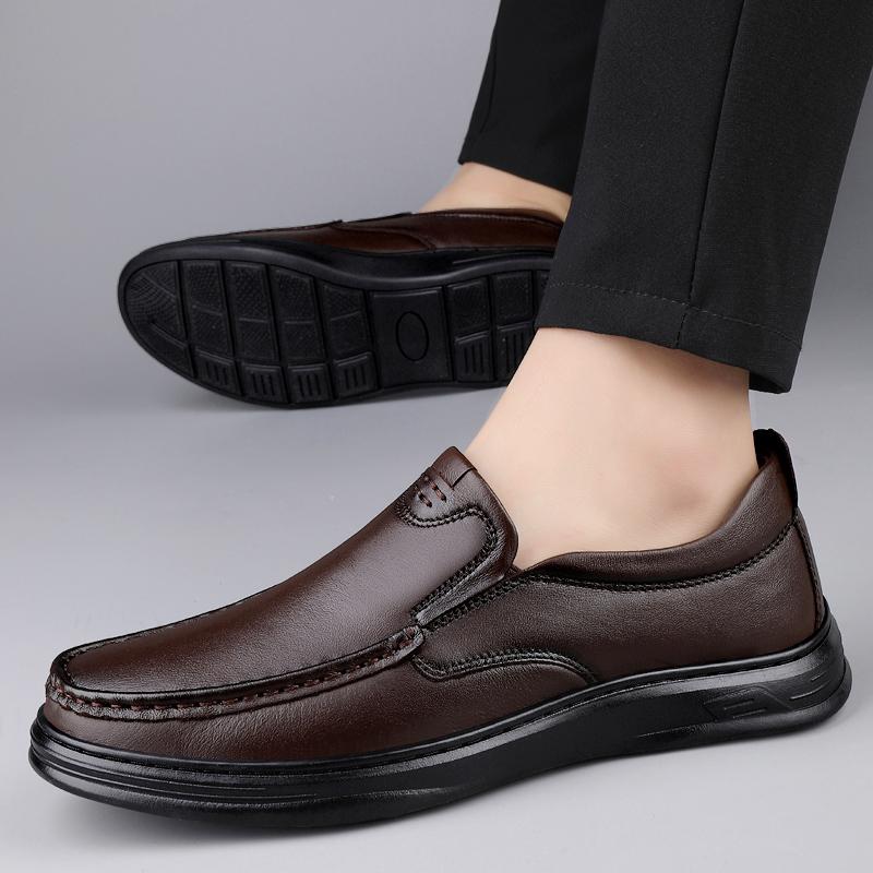 Men's Flats Classic All-match Mens Loafers Male High Quality Comfortable Dress Shoes Genuine Leather Mens Slip On Business Shoes