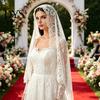 Elegant Lace Edge Veil High-Density Mesh Crisp Shape Bridal Head Accessory with Exquisite Binding Floral Edges Retro Look for Weddings Halloween