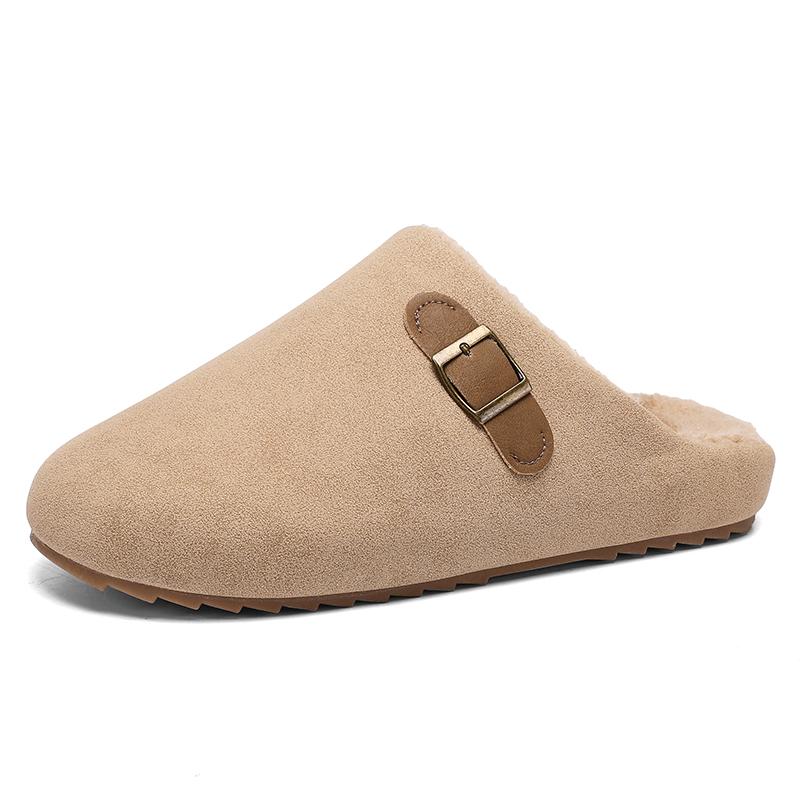 2026 New Unisex Winter Home Slippers Fashion Buckle Design Warm Fleece Lined Non - Slip Indoor Comfort Slippers New Arrival