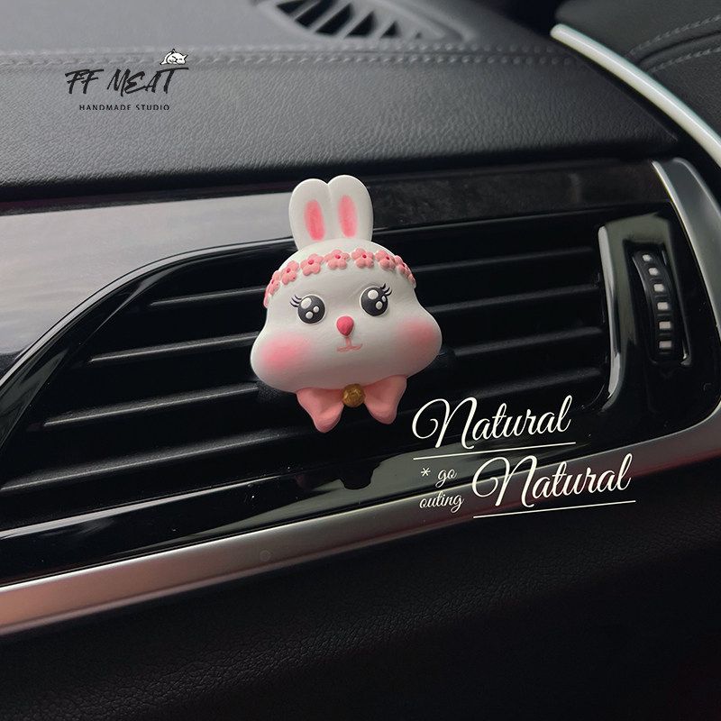 

Car Fragrance Perfume Cute Bell Bunny Bow Car Air Conditioning Vent Decoration Aroma Diffuser Stone Gift Pink Garland Bunny(A bottle of essential oil)