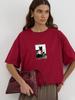 2026 Summer New WoUnisexs 100 Cotton Short Sleeve TShirt Burgundy Retro Cool Cat Print Oversize Casual Versatile Top
