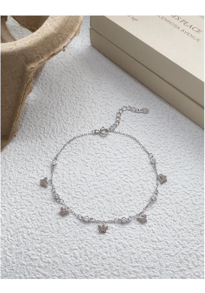 Sterling Silver Butterfly Zircon Bracelet - Light Luxury and Chic Hand Jewelry for Women