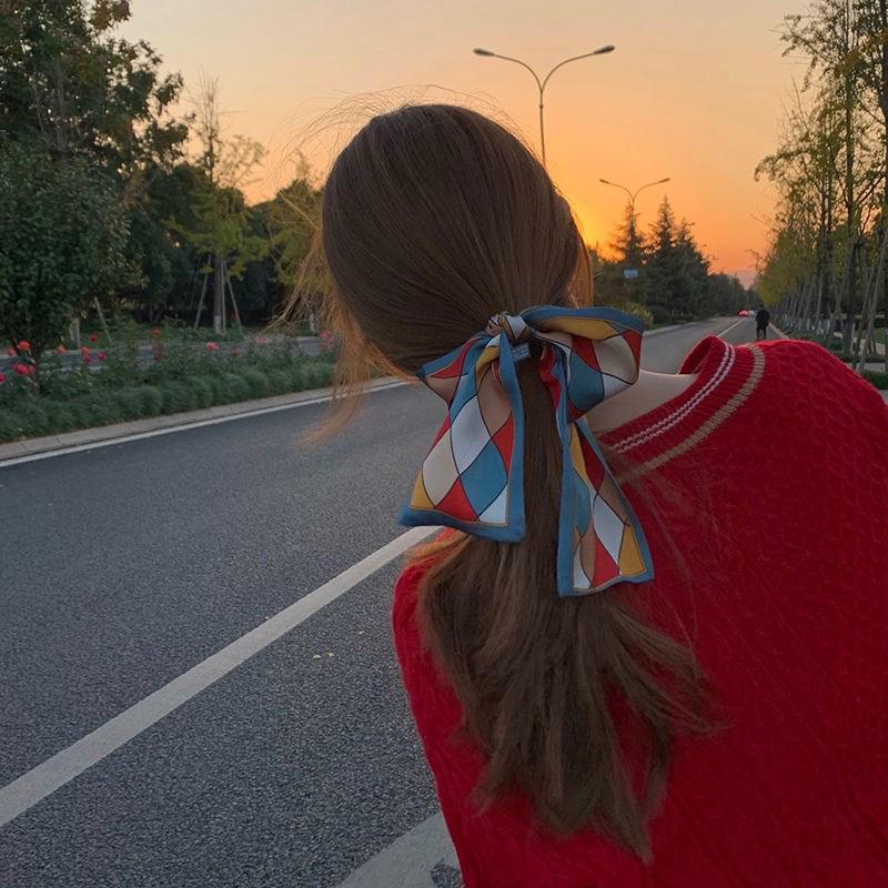 Polka Dot Argyle French Headband: Versatile Korean-Style Silk Scarf for Women