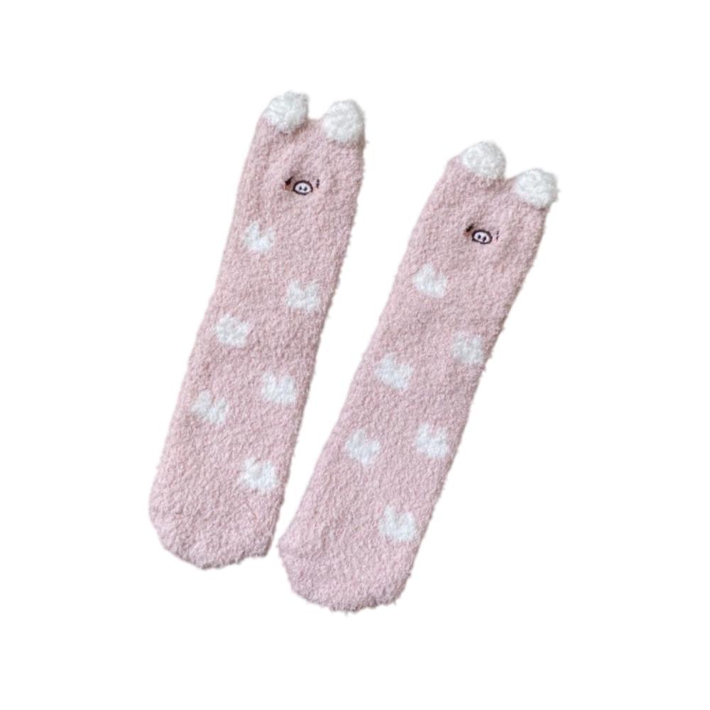 Soft Cute Animal Socks Breathable Winter Floor Socks Kitty Coral Fleece Socks  Girls