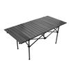 Folding Camping Table Black Spacious Storage Basket 47.24in Carbon Steel Portable Roll Up Outdoor Table for Backyard BBQ Party