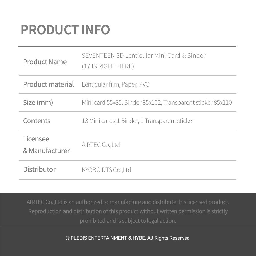 SEVENTEEN 3D Lenticular Mini Card & Binder (17 IS RIGHT HERE Ver)