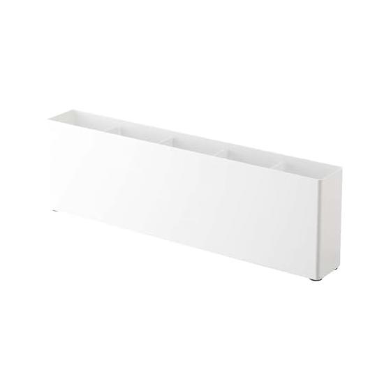 Yamazaki Jitsugyo 4924 Wide Rack with Divider Under Sink, White, Approx. 40X5.7X12.2cm, Tower, Movable Dividers, 4 Pieces Included