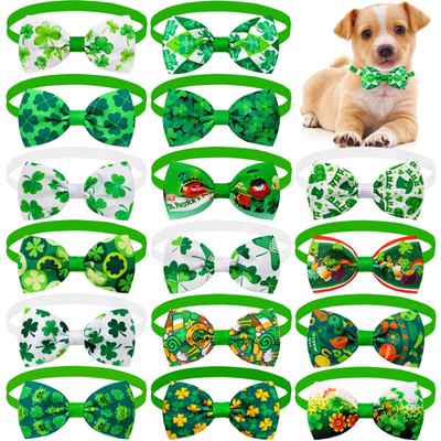 St. Patrick's Day Bow Tie Green And Dog Universal Decorative Four-Leaf Holiday Small And Medium Pet Tie
