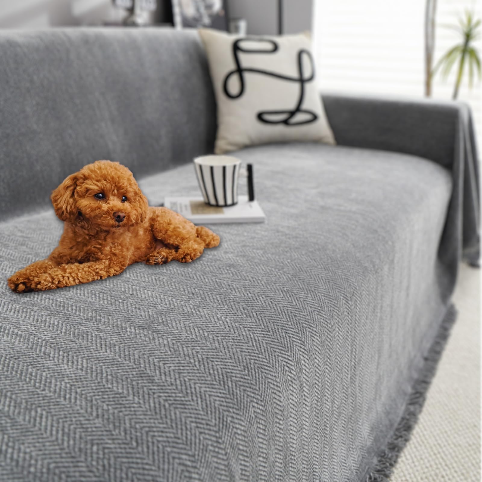 No more worrying about stains on your sofa OuchiDesign s water-repellent multi-purpose sofa cover with a secure fit Moss Gray 130x180cm 7300₽