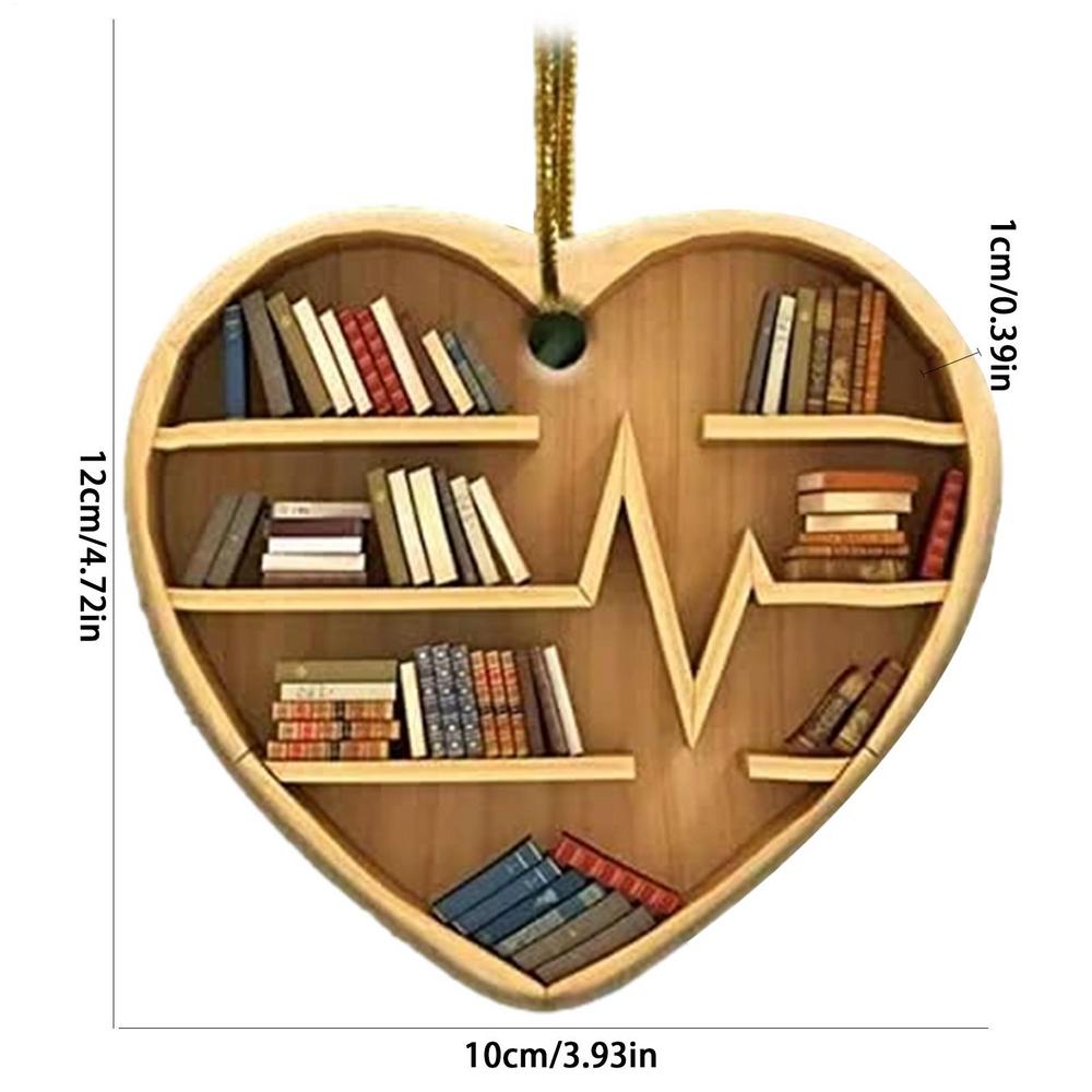 Christmas Decorations Creative Library Bookshelf Heart Ornament Lovers Heart Ornament Cute Navidad 2D Bookworm Decorations