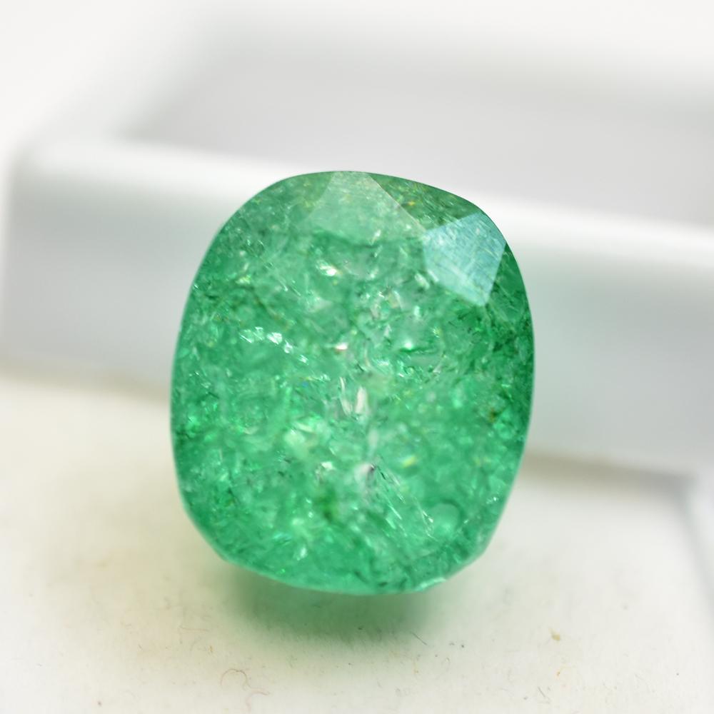 STUNNING Natural EMERALD Green Cushion Cut 18.45 Ct Certified Loose Gemstone