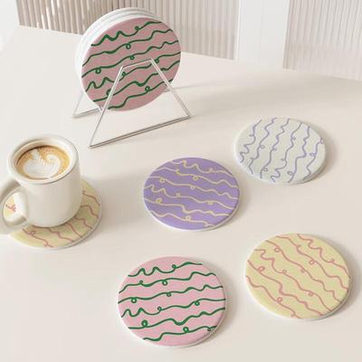 Changbaosen Round Diatomaceous Earth Absorbent Coaster Set