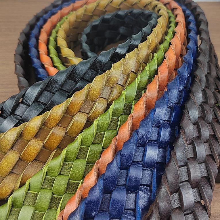 Belt Men'S Genuine Leather Woven Belt Women'S Needle Buckle The First Layer Of Pure Cowhide Is Casual, Simple And Personalized, Handmade Weaving Tide