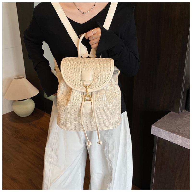 Woven straw bag women's large-capacity new summer leisure backpack student schoolbag travel backpack