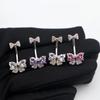 Stainless Steel Navel Piercing Jewelry Crystal Pink Bow Belly Rings Cute Belly Button Rings  Daily