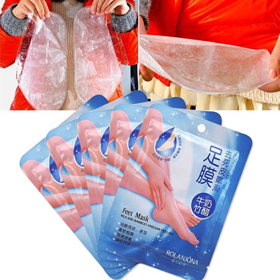 Masque exfoliant lisse pour les pieds, 2 pièces, lait, vinaigre de bambou, peau morte, élimine la peau des pieds