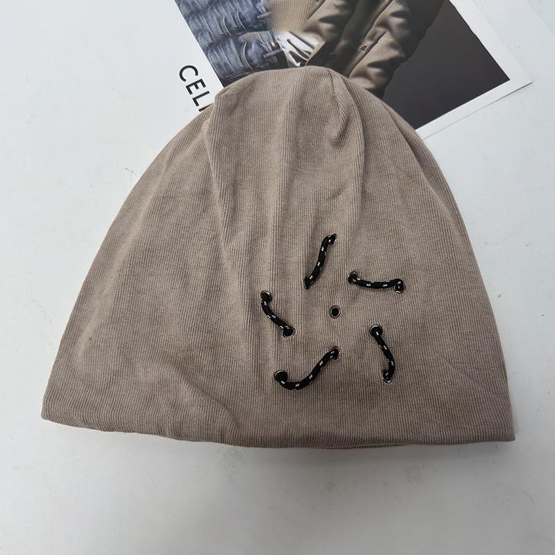 

Американские ретро шапки-бини в стиле пустоши с универсальными лицами на осень и зиму, маленькие чернильные холодные шапки для большой головы и ветрозащитные головные уборы, трендовые One Size