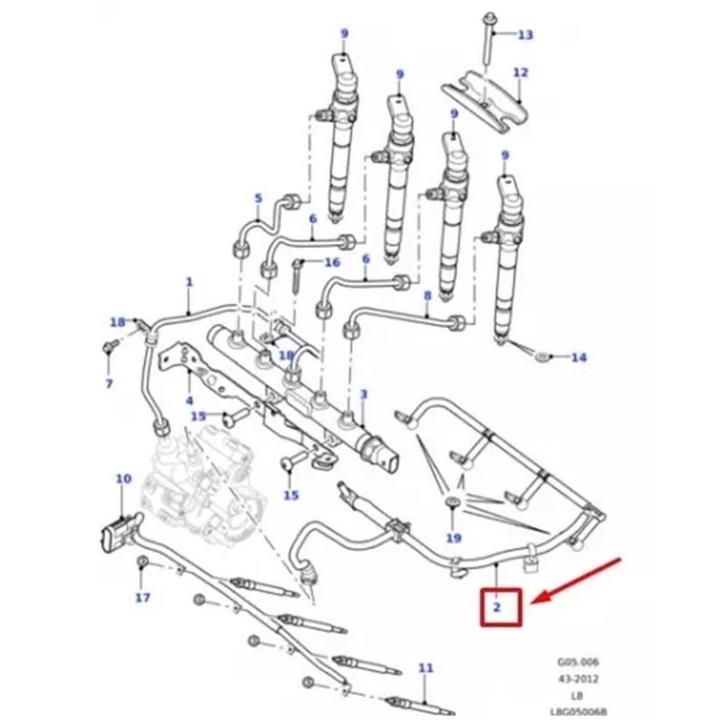 Automotive Repair Injector Fuel Return Line Leakoff Tube For 3.6 TDV8 L322 1423955 6H4Q9K022LC SUV Maintenance Essential