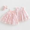 Summer Girls Tulle Dress Cute 3D Bow Princess Party Dress for Baby Toddler Kids Fashionable Sleeveless Sundress