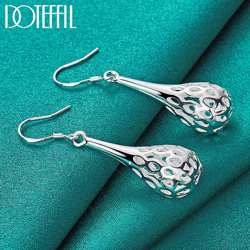 Ovale Ohrringe mit Anhänger, Silber, Modeschmuck