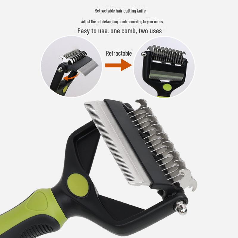 Multifunktionaler Entwirrungskamm für Haustiere für Hunde und Katzen – entfernt lose Haare 