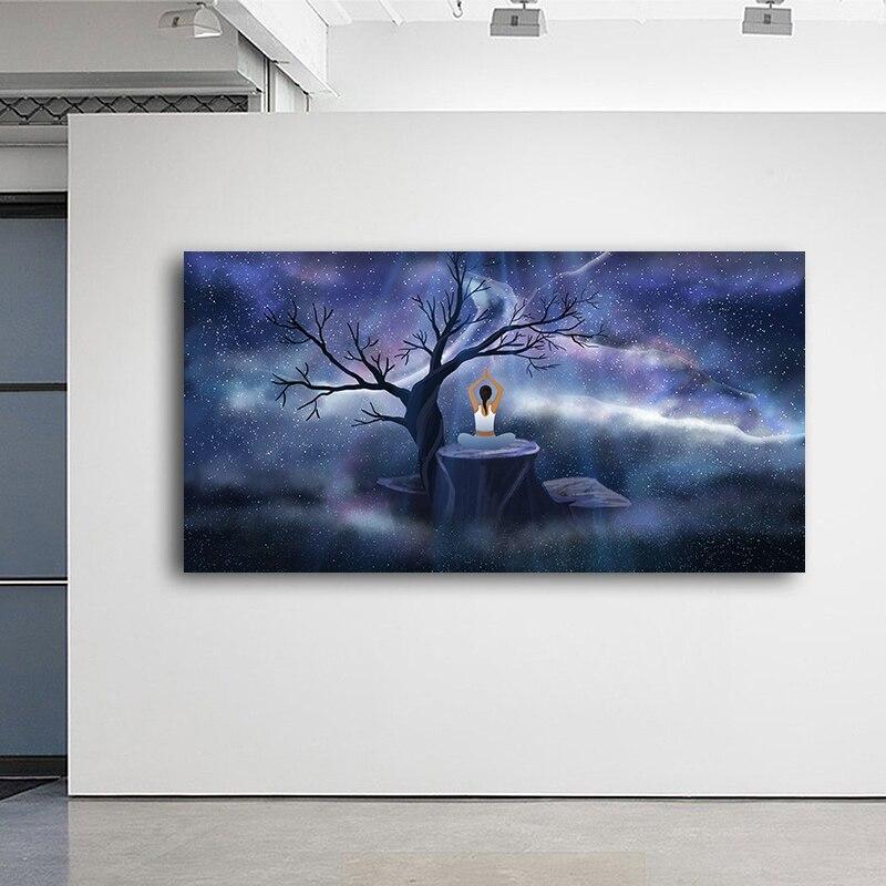

Тема «Звездное небо и дерево» DIY Принты Современная гостиная Домашний декор Элегантная Декоративная краска Настенный гобелен 30x50cm