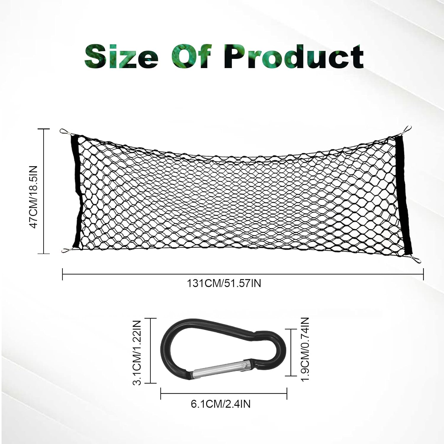 

Cargo Net for Pickup Truck Bed, Elastic Mesh Net Organizer with 4 Hooks, Compatible with Ford F150, GMC, Truck Cargo Organizer Storage Nylon