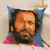 Tterence Hill Bud Spencer Cushion Cover Silky Short Plush Invisible Zipper Dustproof Sofa Pillow Case for Home Decor