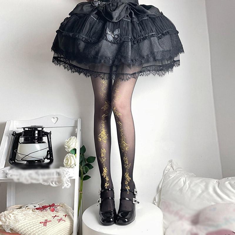 2025 New Sweet Music Notes Pantyhosen Sheer Black Tights for Women Thin Stretchy Stockings Cute Leggings Trendy Fashion Hosiery