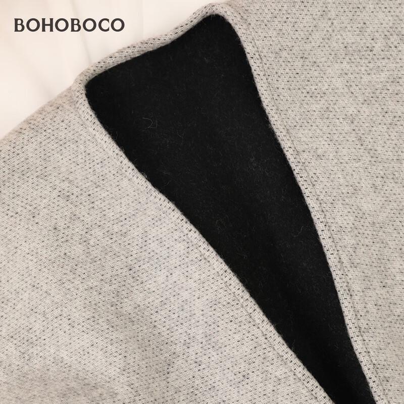 BOHOBOCO Damen Umhang Schal aus reiner Wolle
