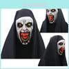Przerażająca maska horroru zakonnicy Cosplay Valak Straszna lateksowa cała twarz z chustą na głowę