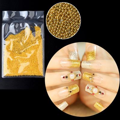 50g 1mm Charm Beads Nail Art Decoration Studs Micro Ball Steel Caviar Metal Ball Gold Silver