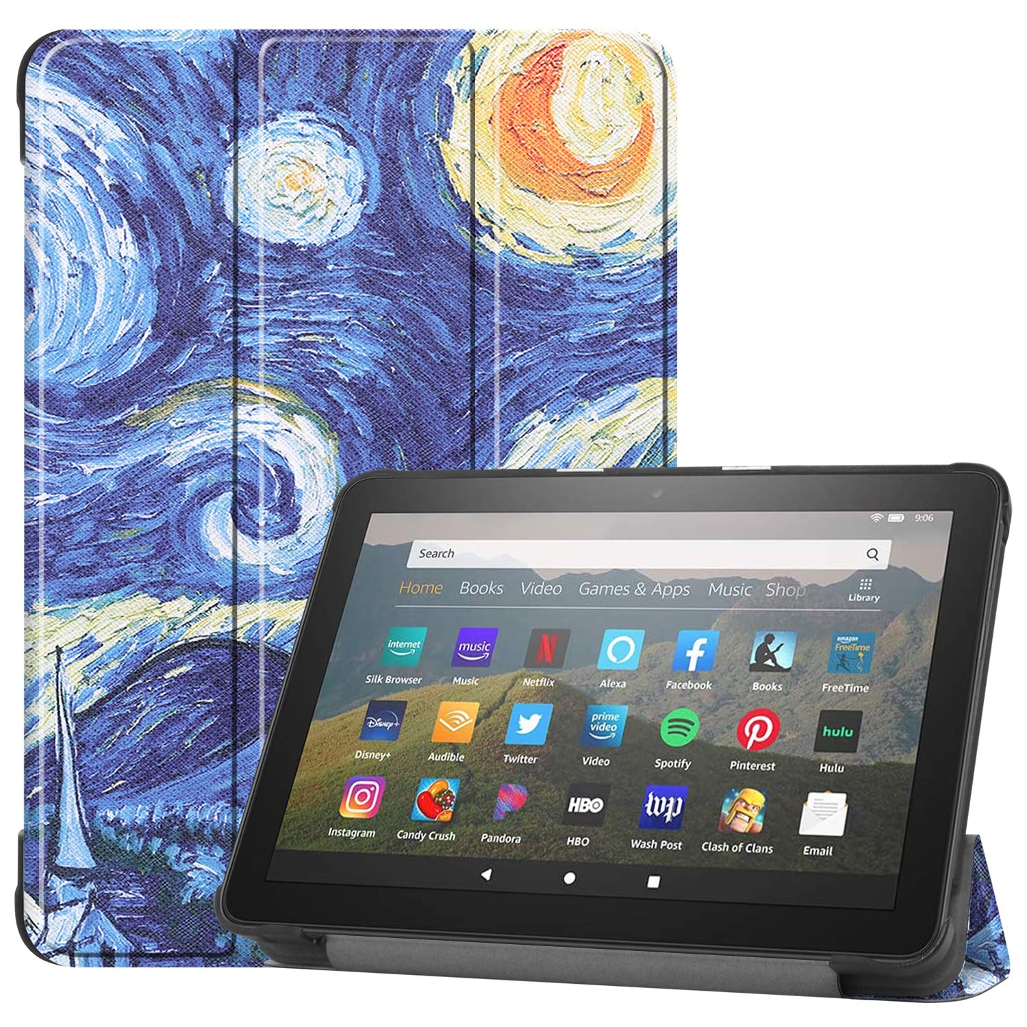 

Для Fire HD 8 Fire HD 8 Plus Чехол Amazon Fire HD 8 HD 8 Plus 10th 12th Generation Защитный чехол Легкий тонкий PU кожаный смарт-чехол Ударопрочный
