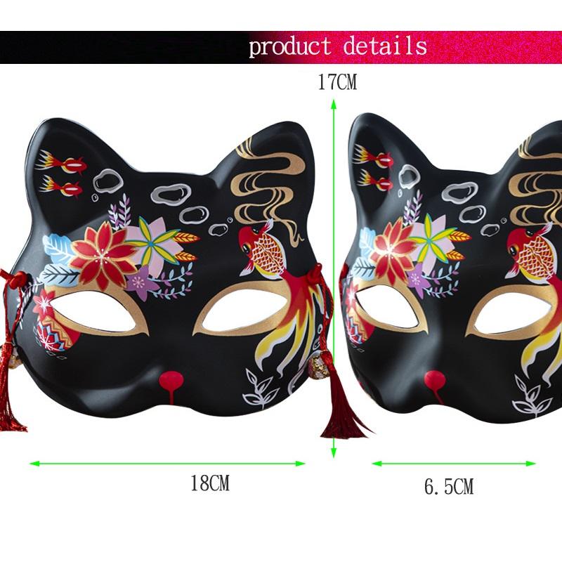 Handbemalte antike Wind-Hanfu-Masken, japanisches Dämonenmädchen, Fuchs, halbes Gesicht, Katzengesichtsmaske, Halloween-Kostüm, Party, Animation, Shake-Requisiten
