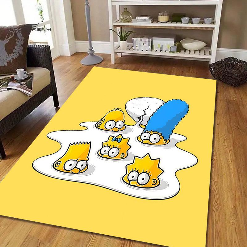 The Simpsons Flannel Pattern Square Carpet,Area Rug,Carpet Rug for Living Room Bedroom Sofa Playroom Decor,Non-slip Floor Mat